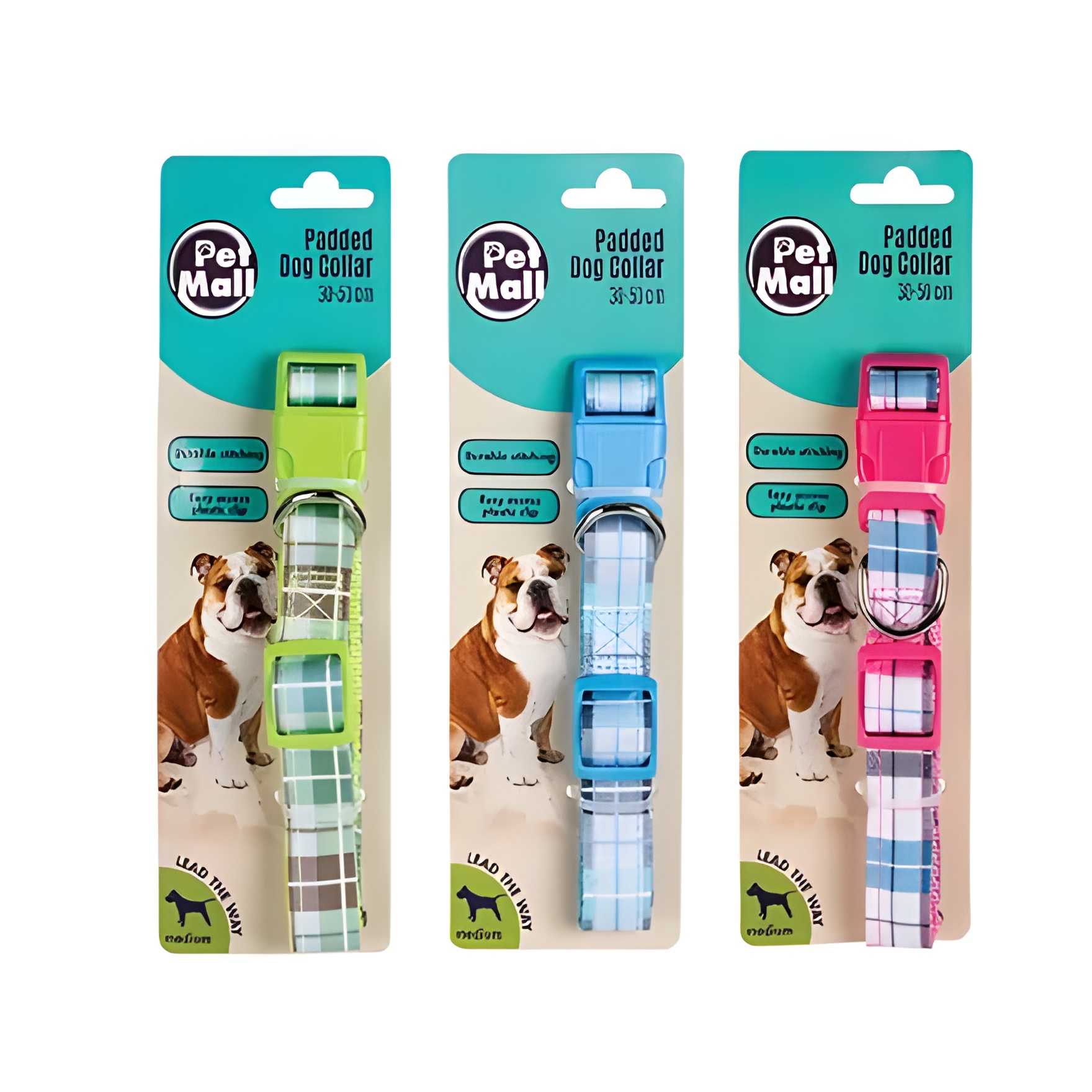 Pet Dog Collar Tartan 30-50Cm Med