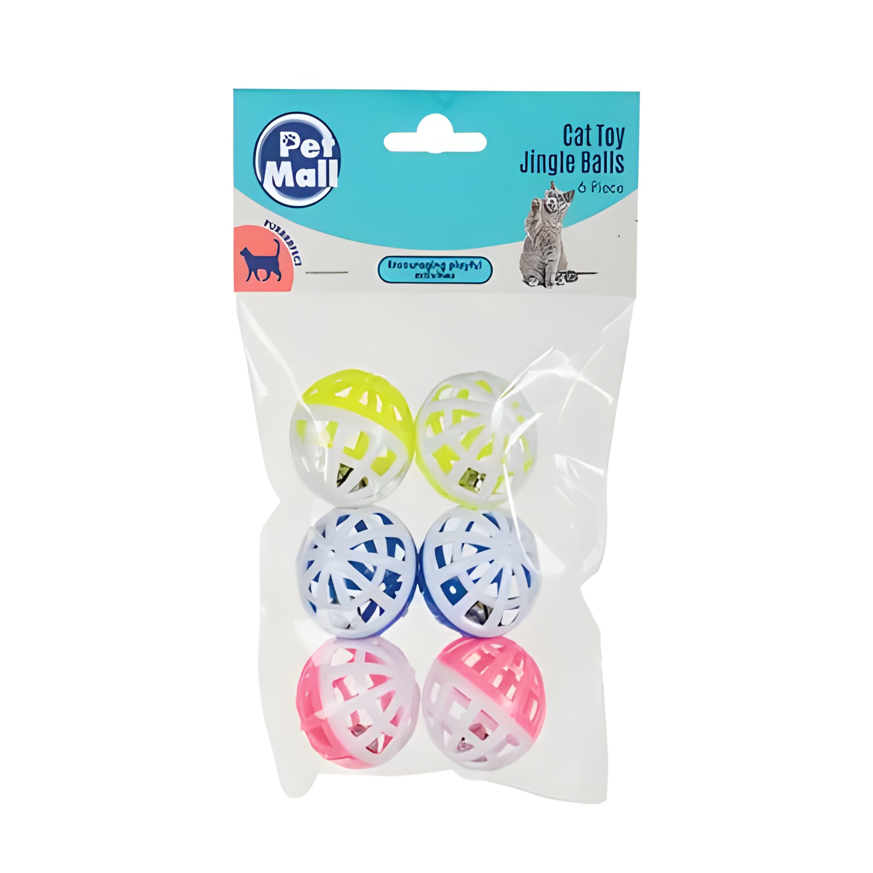 Pet Play-Balls 6Pce Jingle Wavy-Line