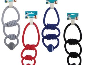 Pet Dog Toy Tug-Rope Triple With Ball