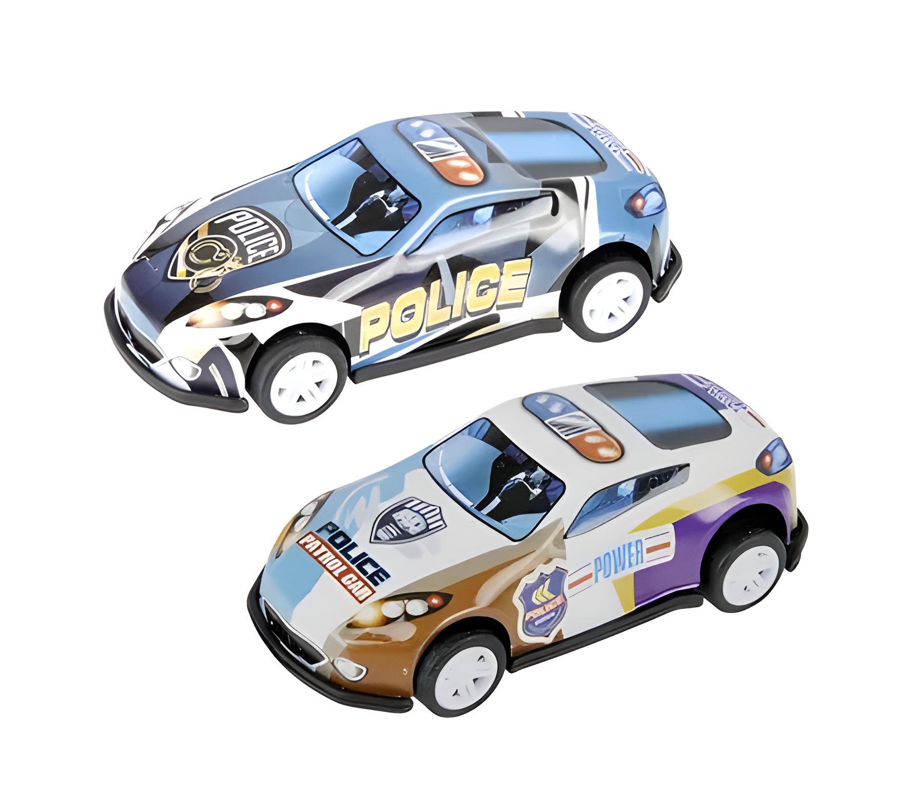 Die Cast Set 2Pc Police P/B Racers 6.5Cm