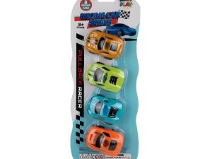 Vehicle Racer Cartoon 4Pc Pull Back 6Cm