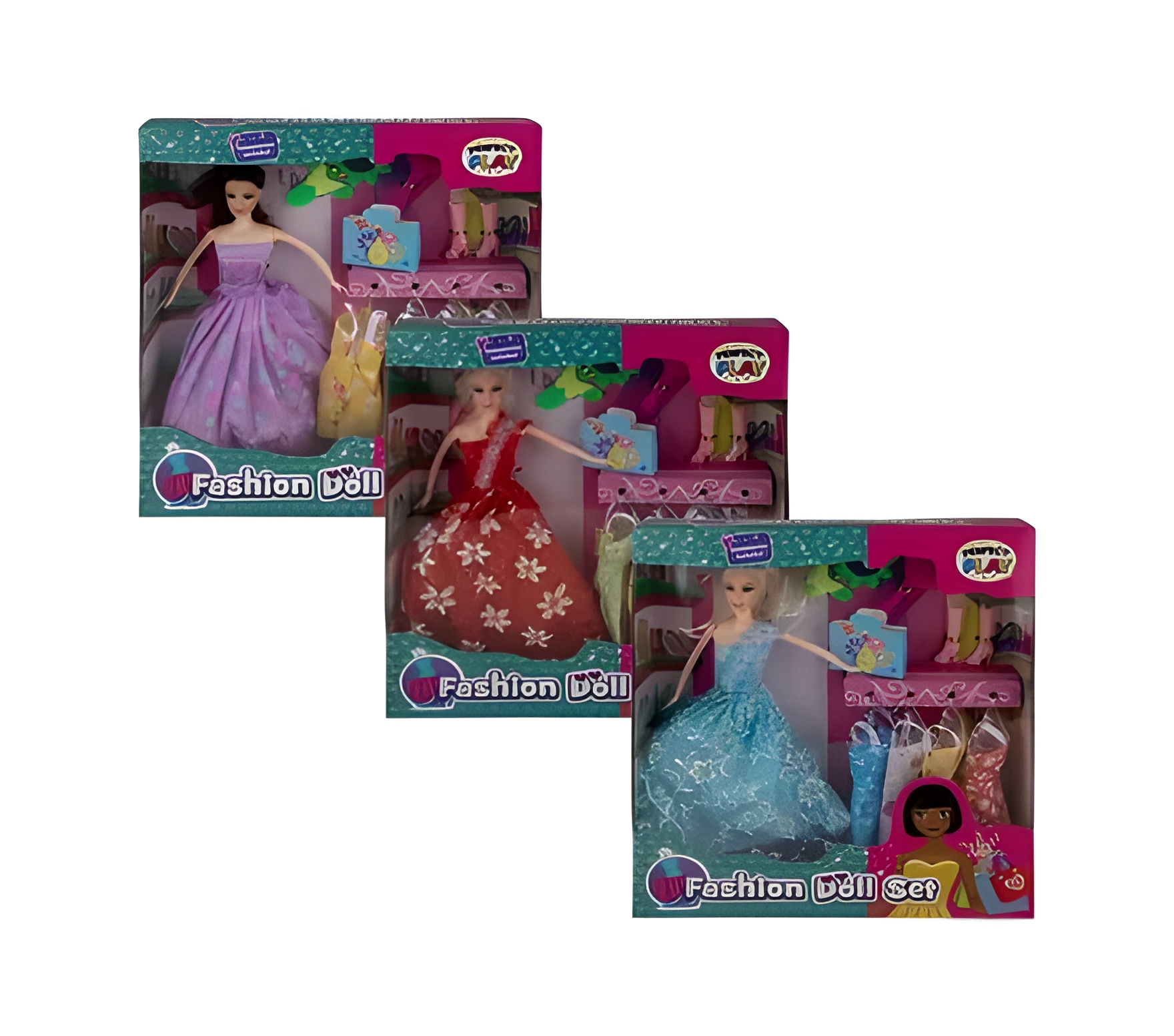 Doll Princess W/Boots+4Dresses+Acc 28Cm