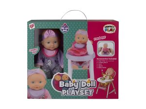 Doll Baby 30Cm With High Chair & Acc