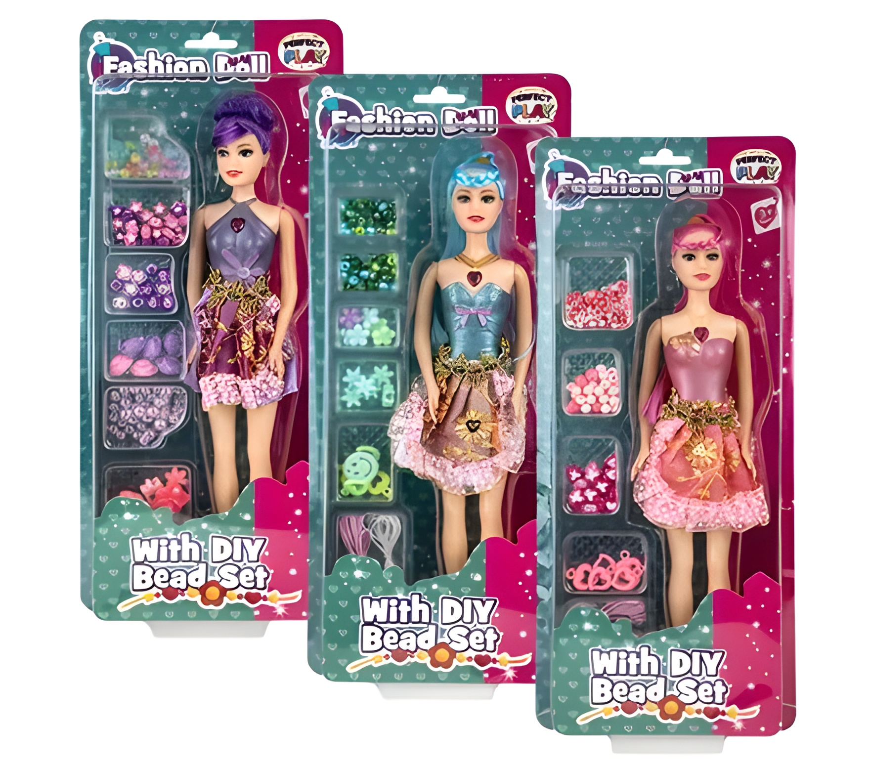 Fashion Doll With Diy Bead Accessory Set