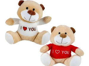 Plush Love Bear Brown & Red 19Cm