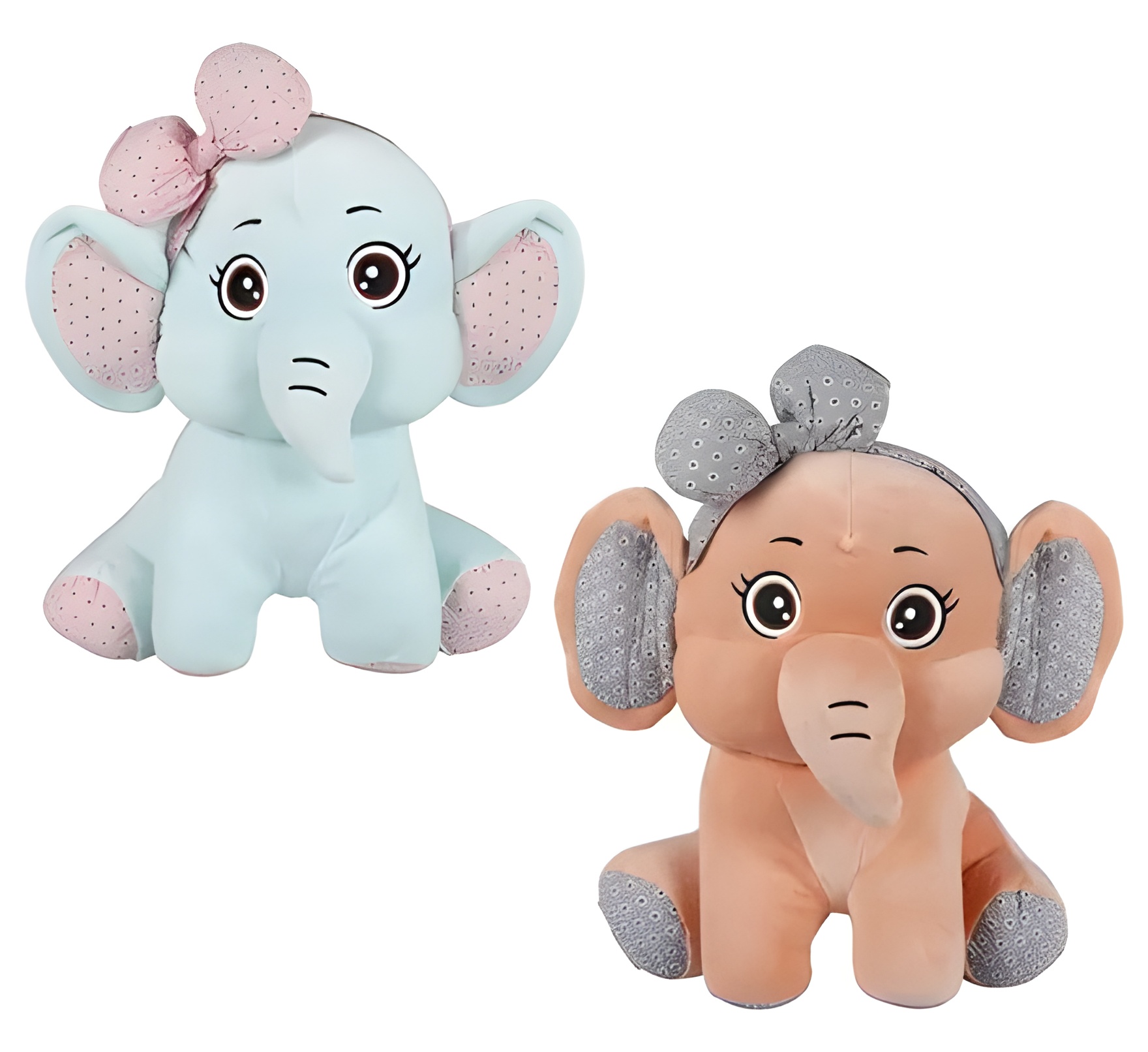 Plush Wild Elephant W/Bow Sitting 40Cm