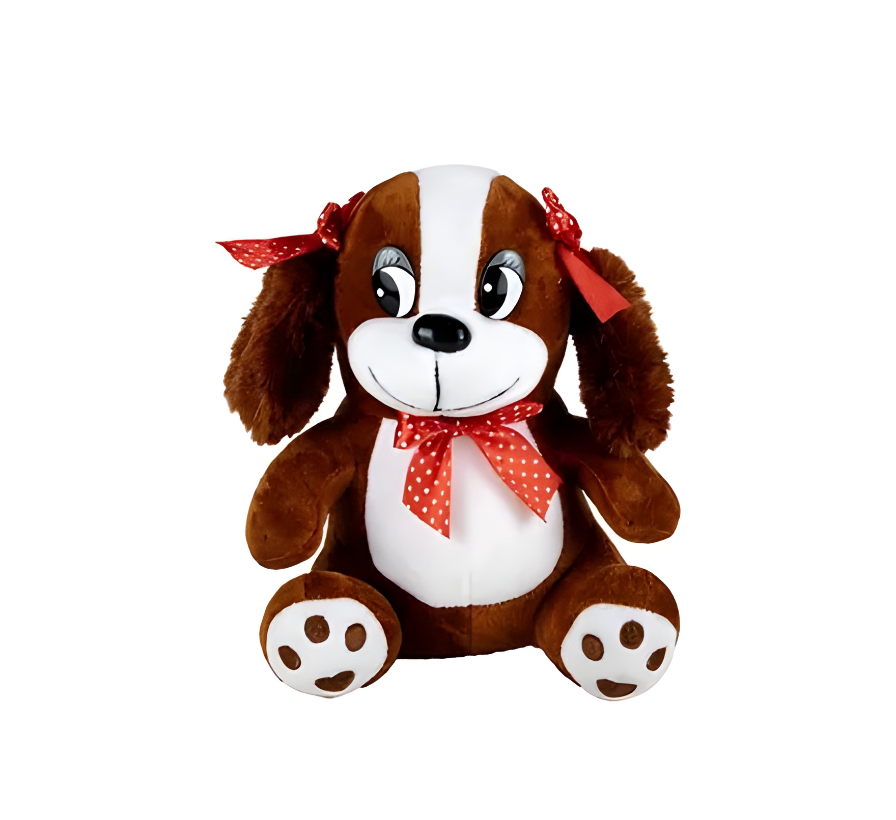 Plush Dog W/Long Ears & Ribbons 25Cm