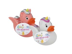 Baby Vinyl Themed Duck 9Cm, Unicorn Astd