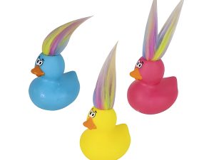 Baby Vinyl Themed Duck 6Cm Rainbow Hair
