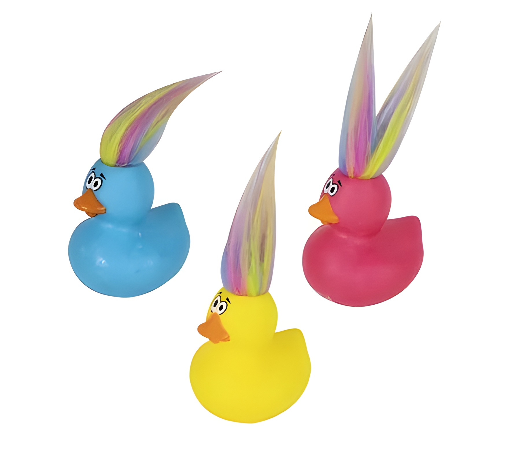 Baby Vinyl Themed Duck 6Cm Rainbow Hair